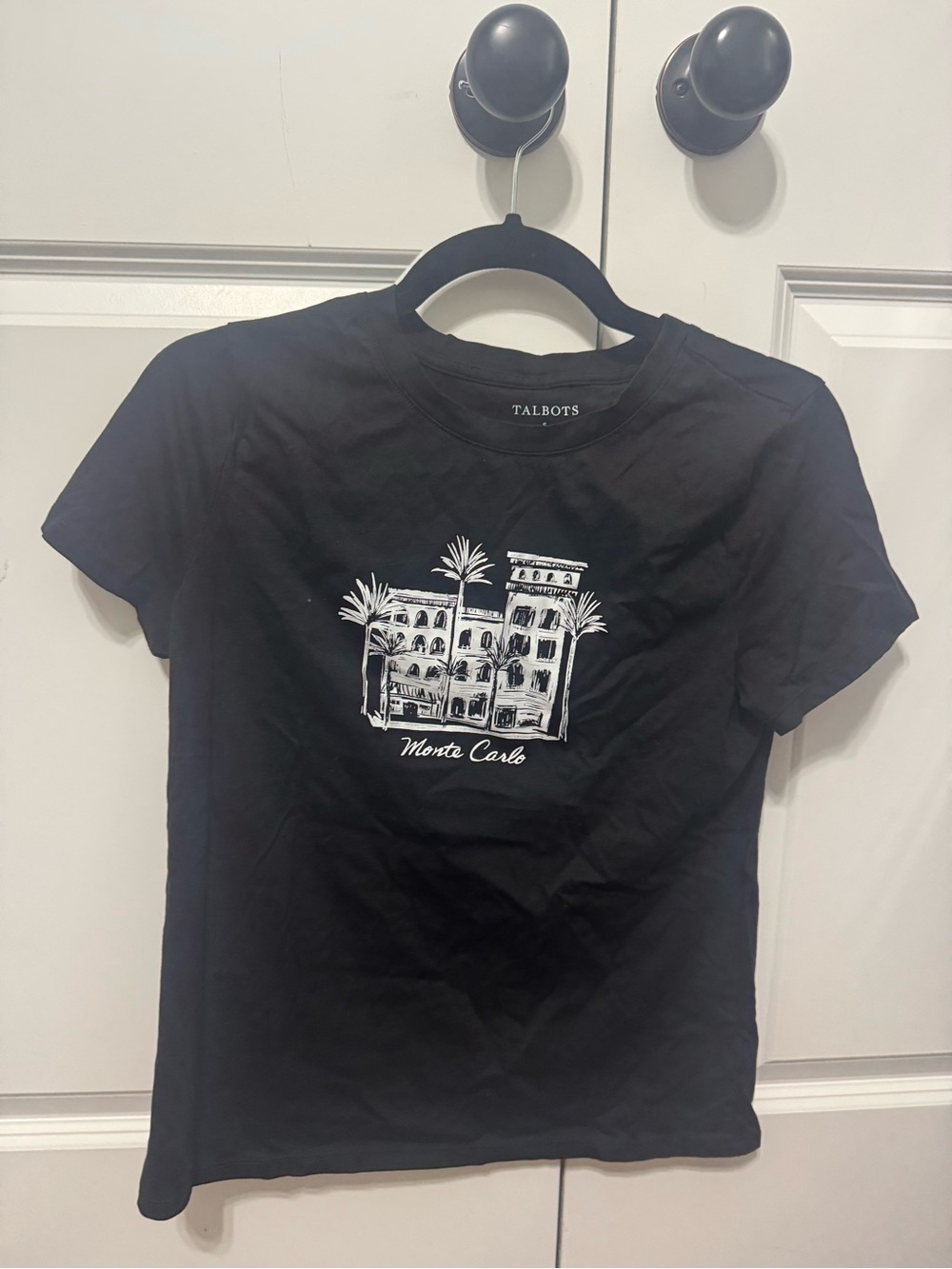 Talbots Black 100% Cotton Crewneck Tee